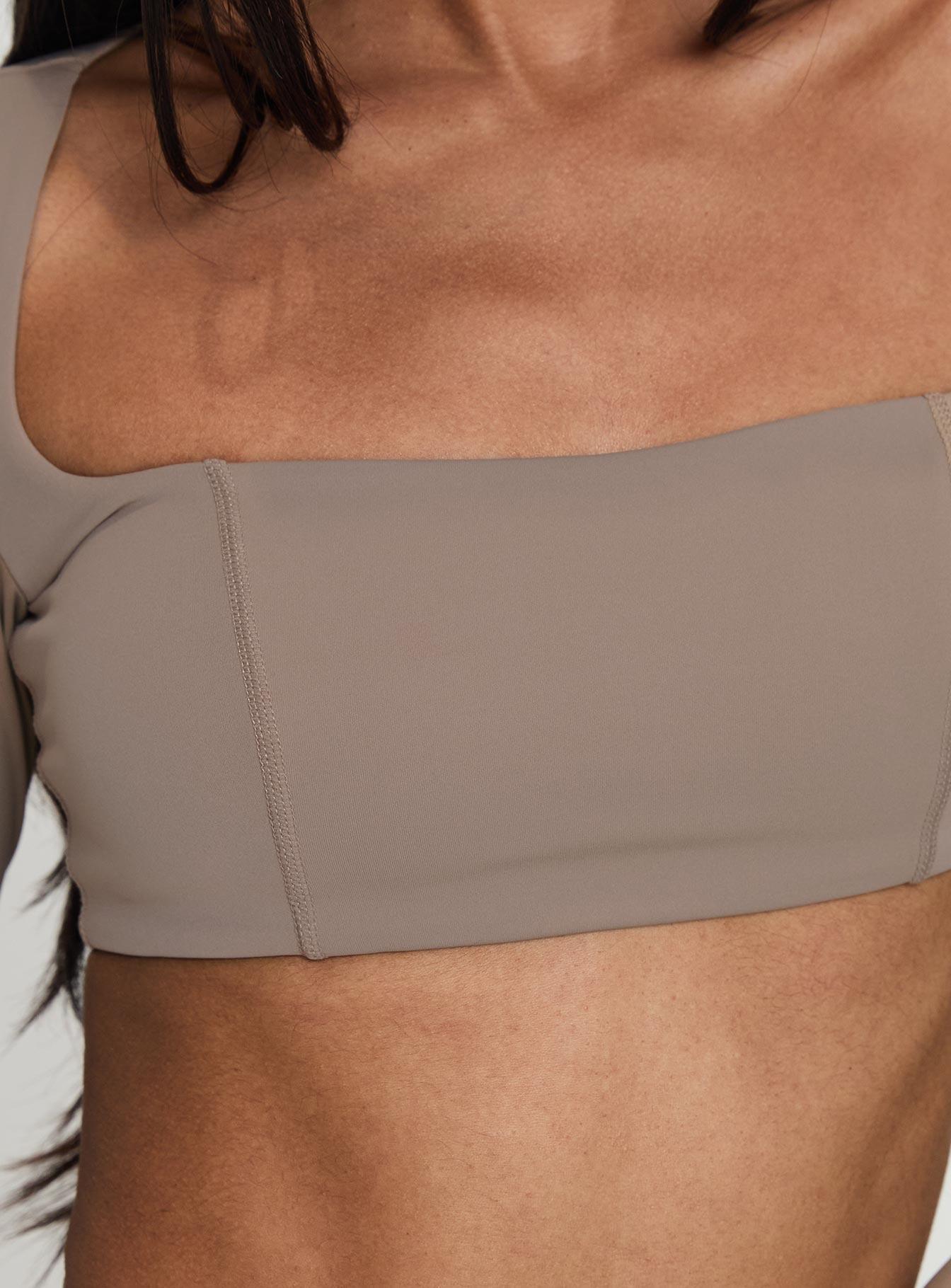 Set Point Active Square Neck Long Sleeve Top Taupe Product Image