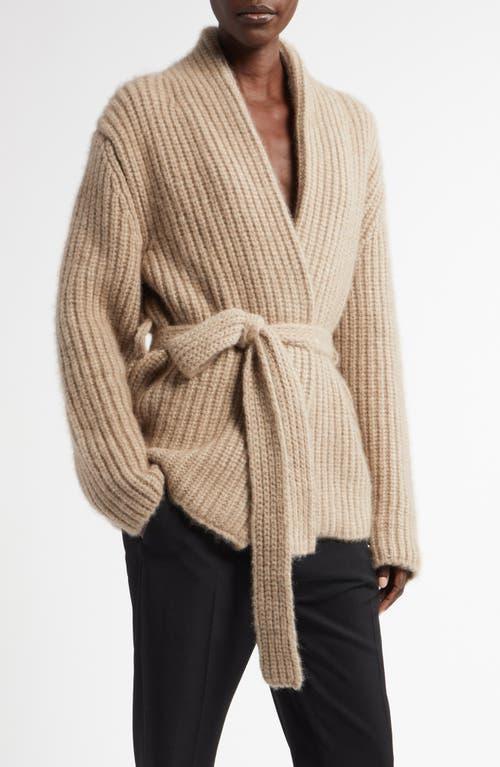 THE ROW Isotani Chunky Cashmere Wrap Cardigan In Beige Product Image