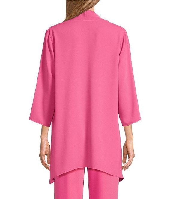 Caroline Rose Matte Crepe Open Front Side Drape 3/4 Sleeve Jacket Product Image