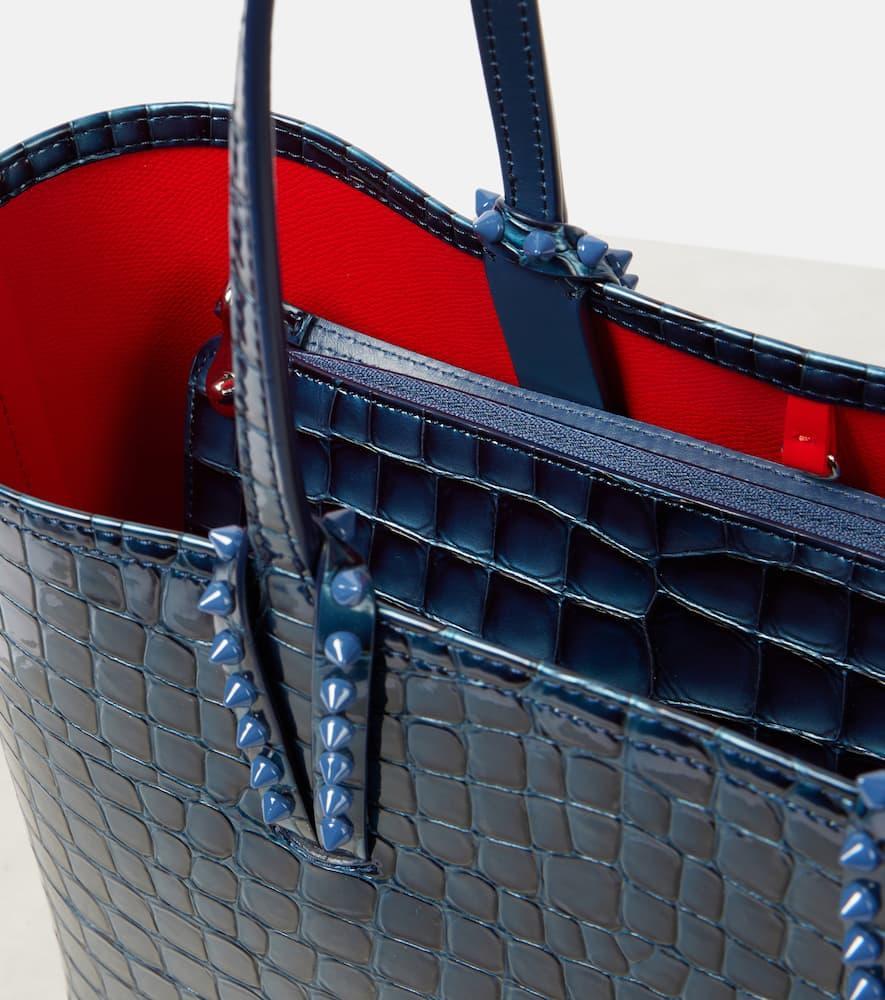 CHRISTIAN LOUBOUTIN Cabata Small Leather Tote Bag In Blue Product Image