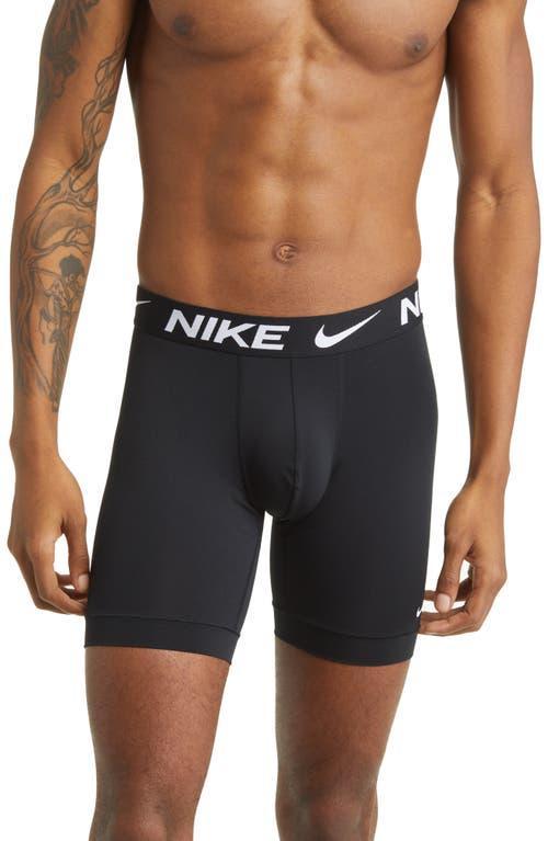 Men's Nike Dri-FIT Essential 3-pack Microfiber Long-Leg Boxer Briefs, Size: Small, Black Product Image