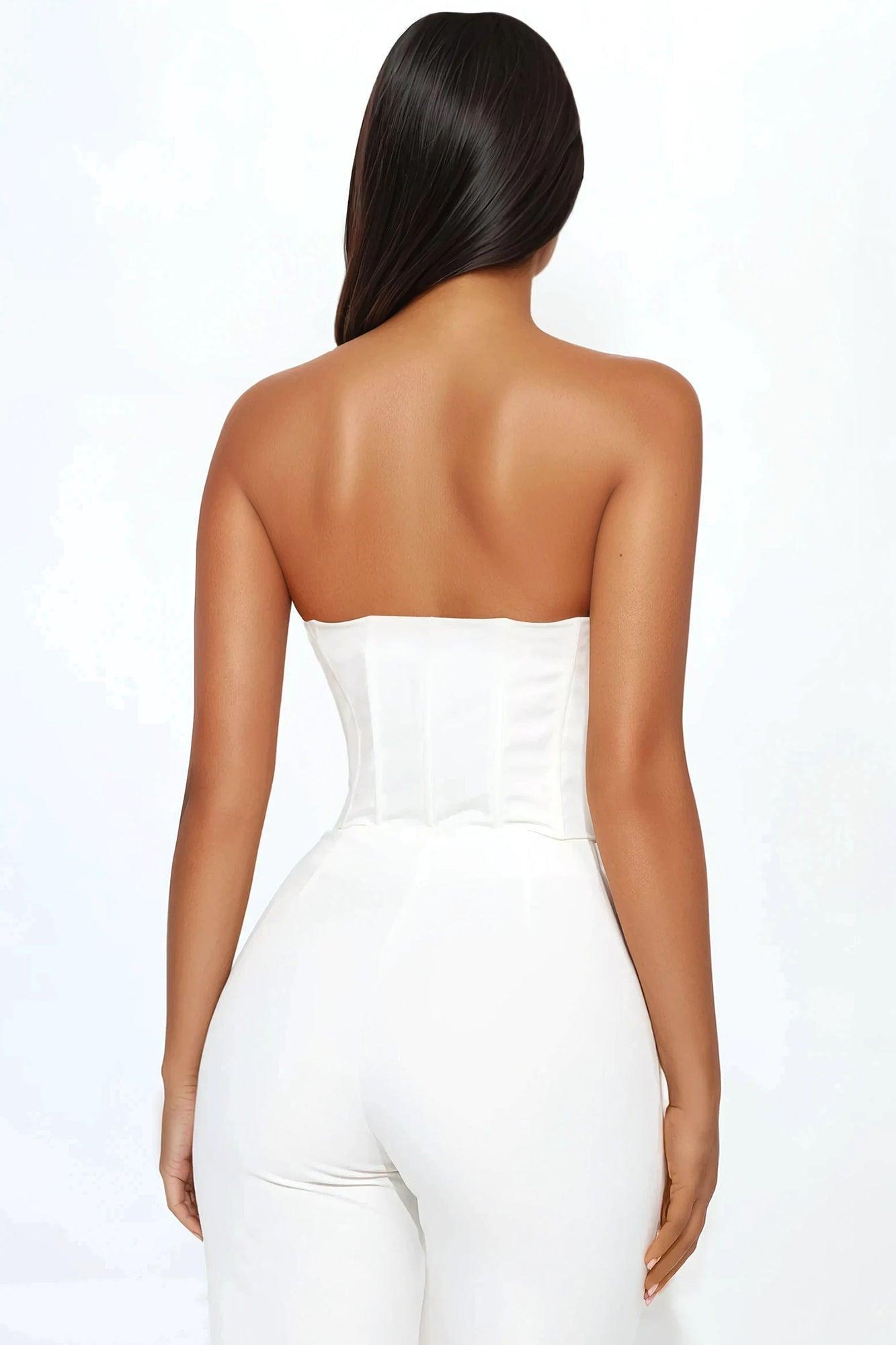 Caitlin Strapless Wide Leg Jumpsuit - Off White Product Image