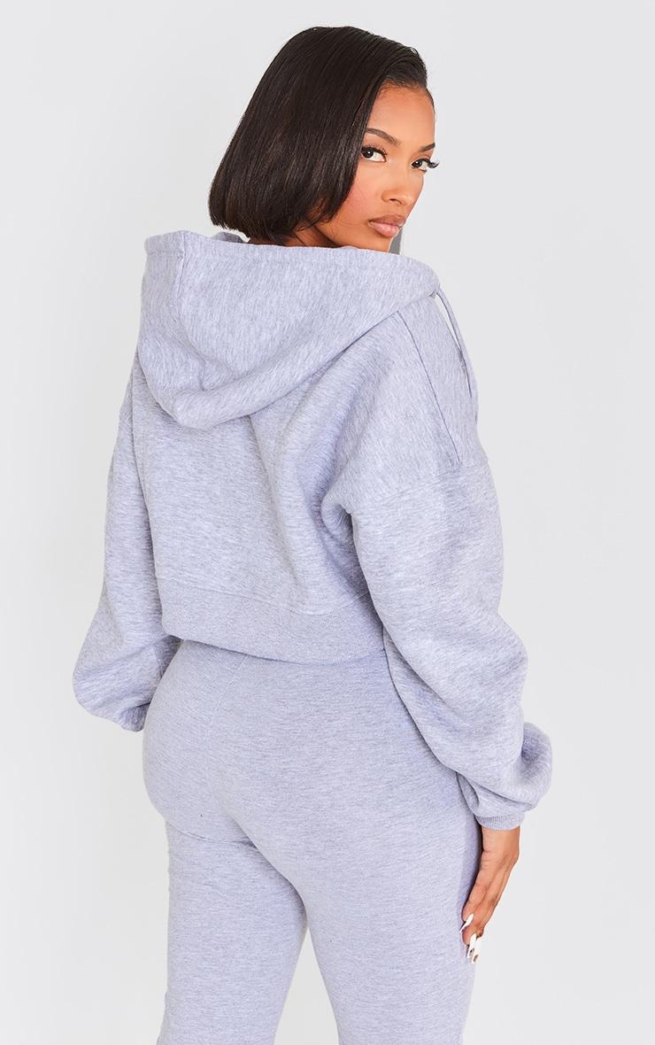 Shape Grey Marl Zip Front Long Sleeve Cropped Hoodie Product Image