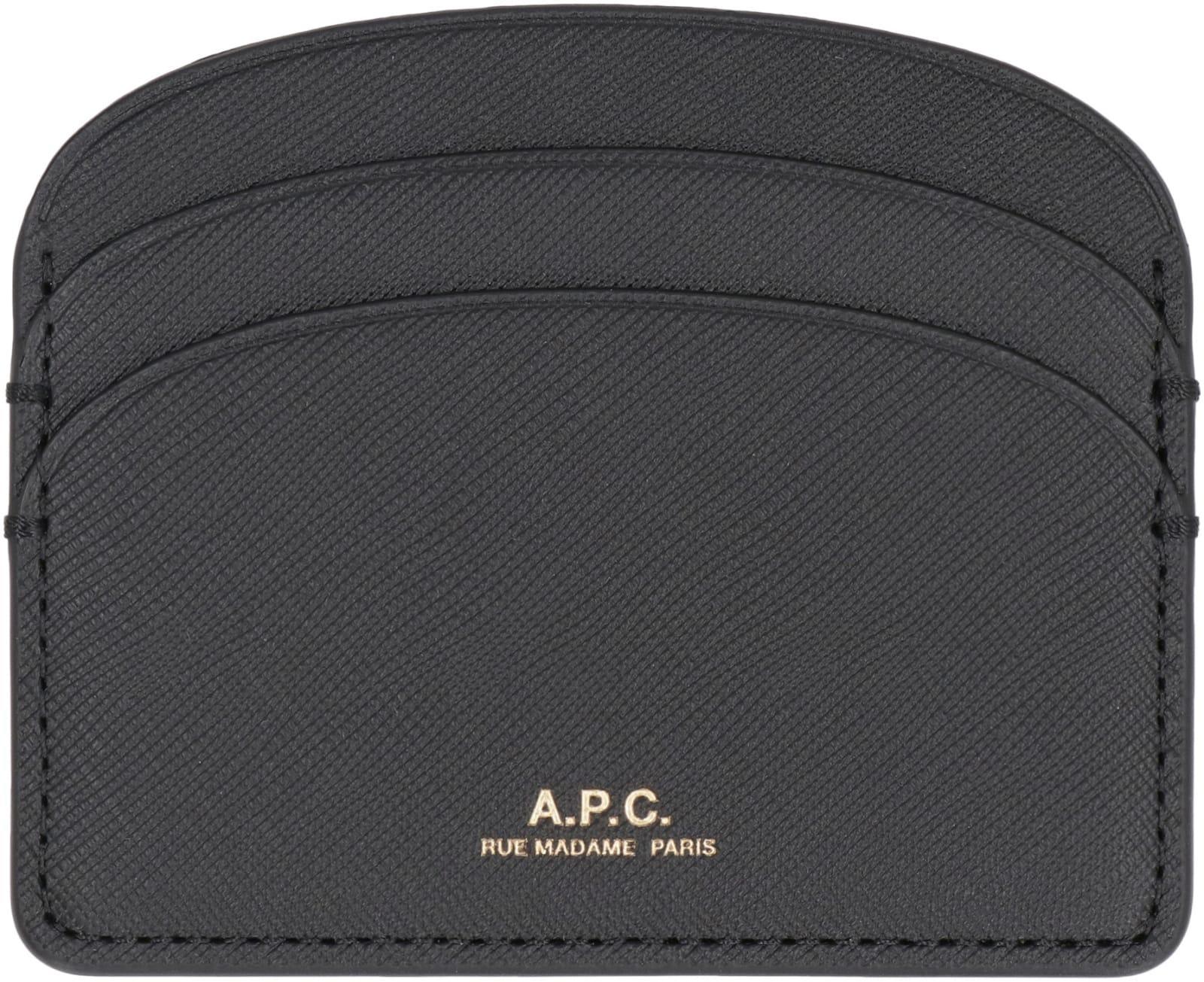 APC Demi Lune Leather Card Holder In Black Product Image