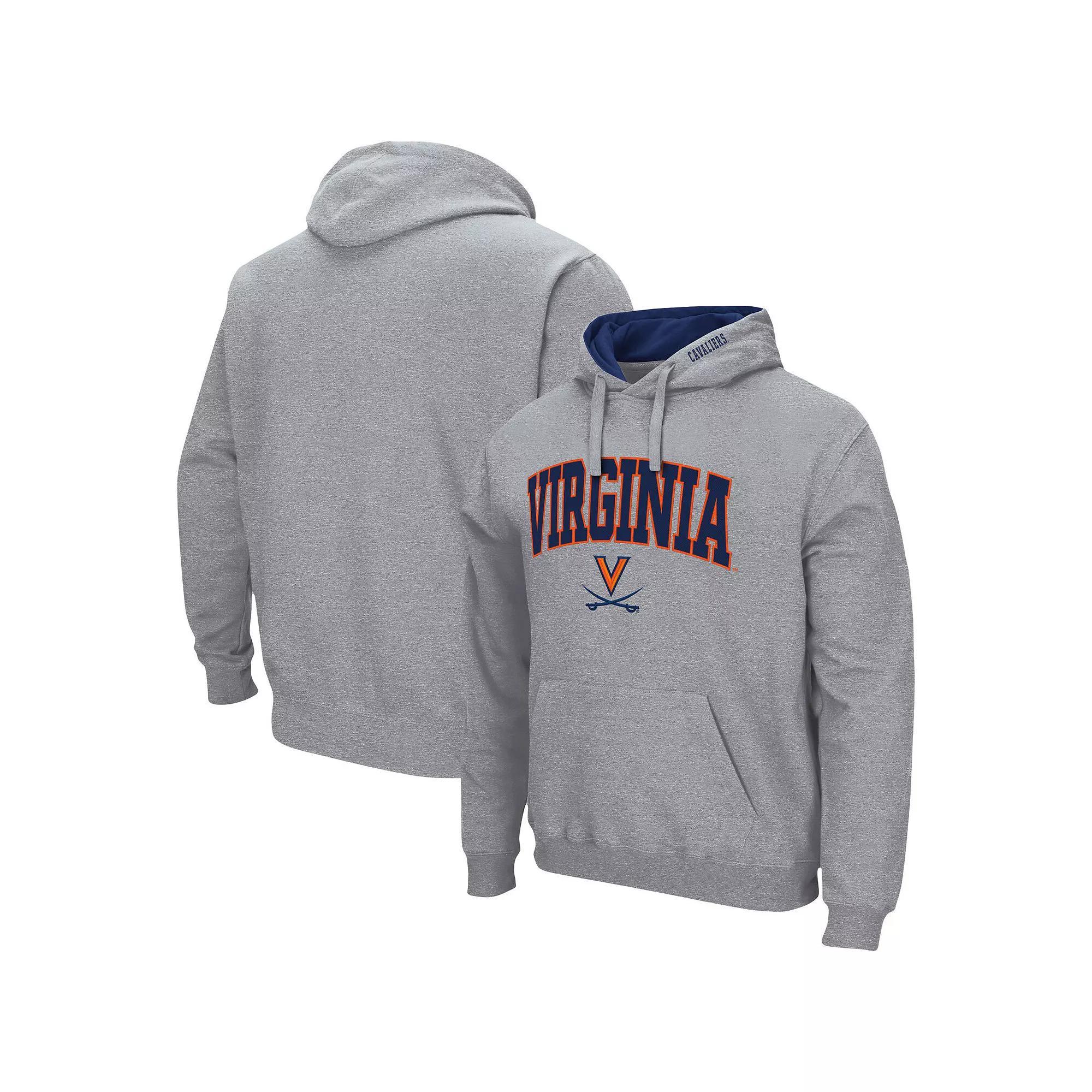 Men's Colosseum Heather Gray Virginia Cavaliers Arch & Logo 3.0 Pullover Hoodie,  Product Image