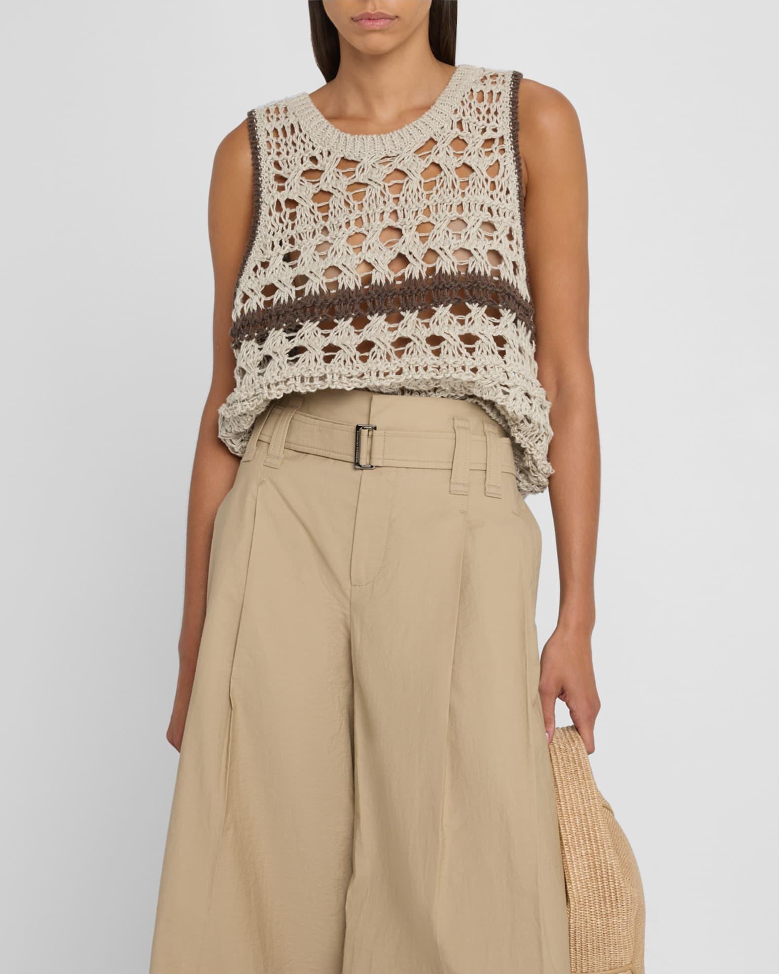 Contrast Stripe Open Knit Tank Top Product Image