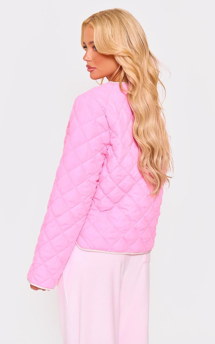 Pink Quilted Stitch Detail Lightweight Jacket Product Image