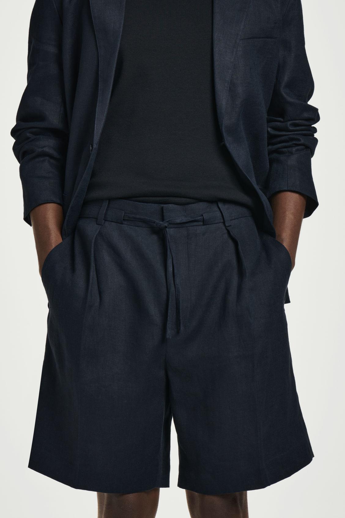 TAILORED DRAWSTRING LINEN SHORTS Product Image