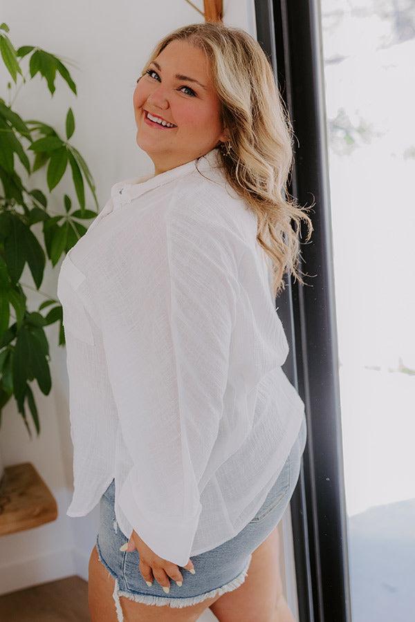 Seaside Breeze Linen-Blend Button Up Curves Product Image