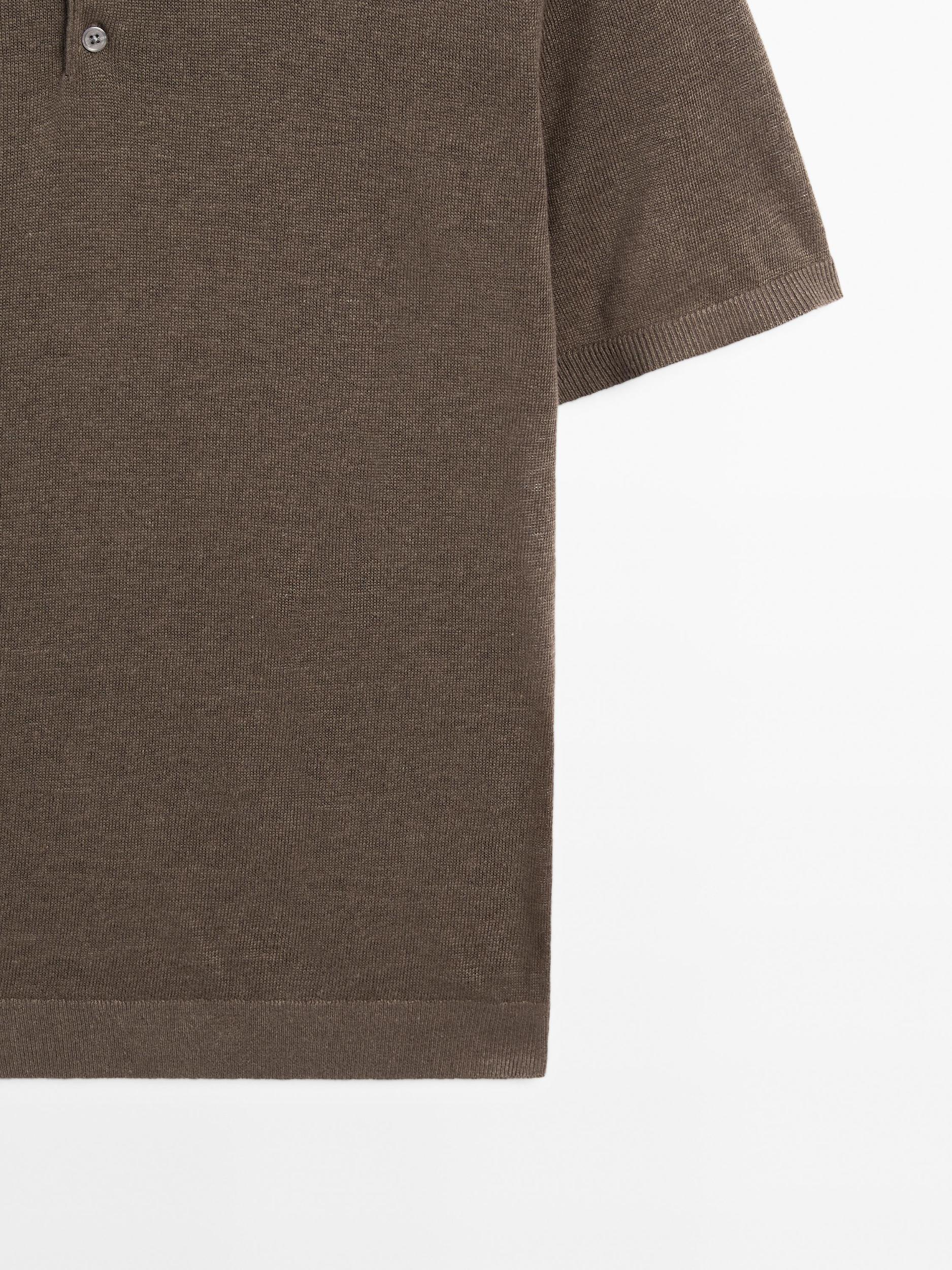 Short sleeve linen polo sweater Product Image