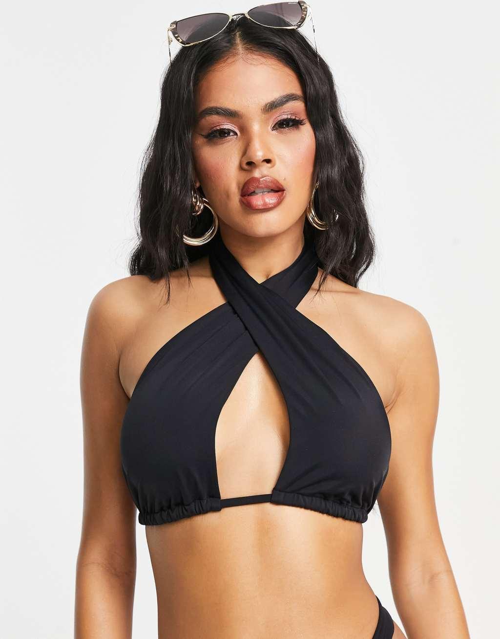 ASOS DESIGN mix and match wrap around bikini top Product Image