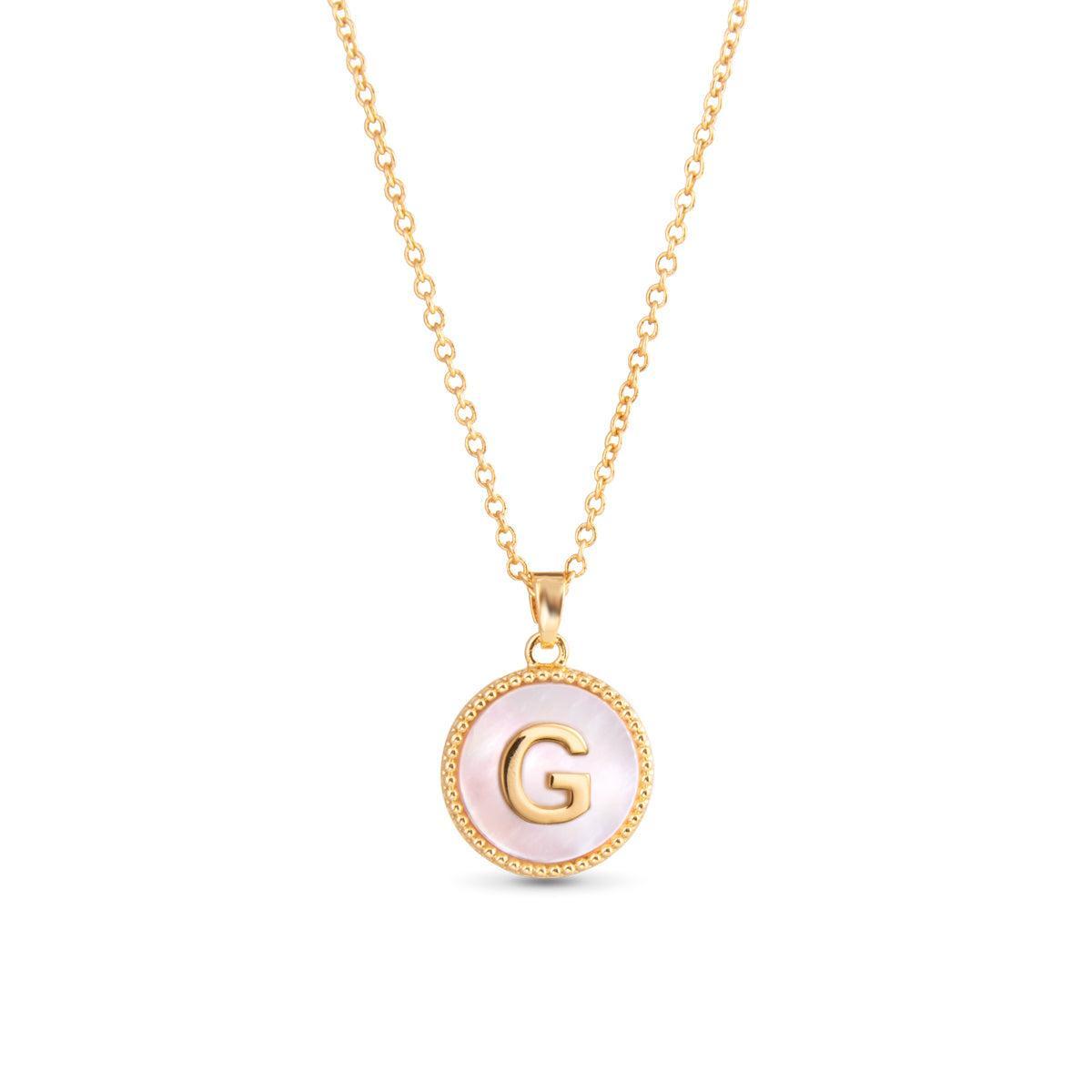 Gold Mother of Pearl Initial Necklace Product Image