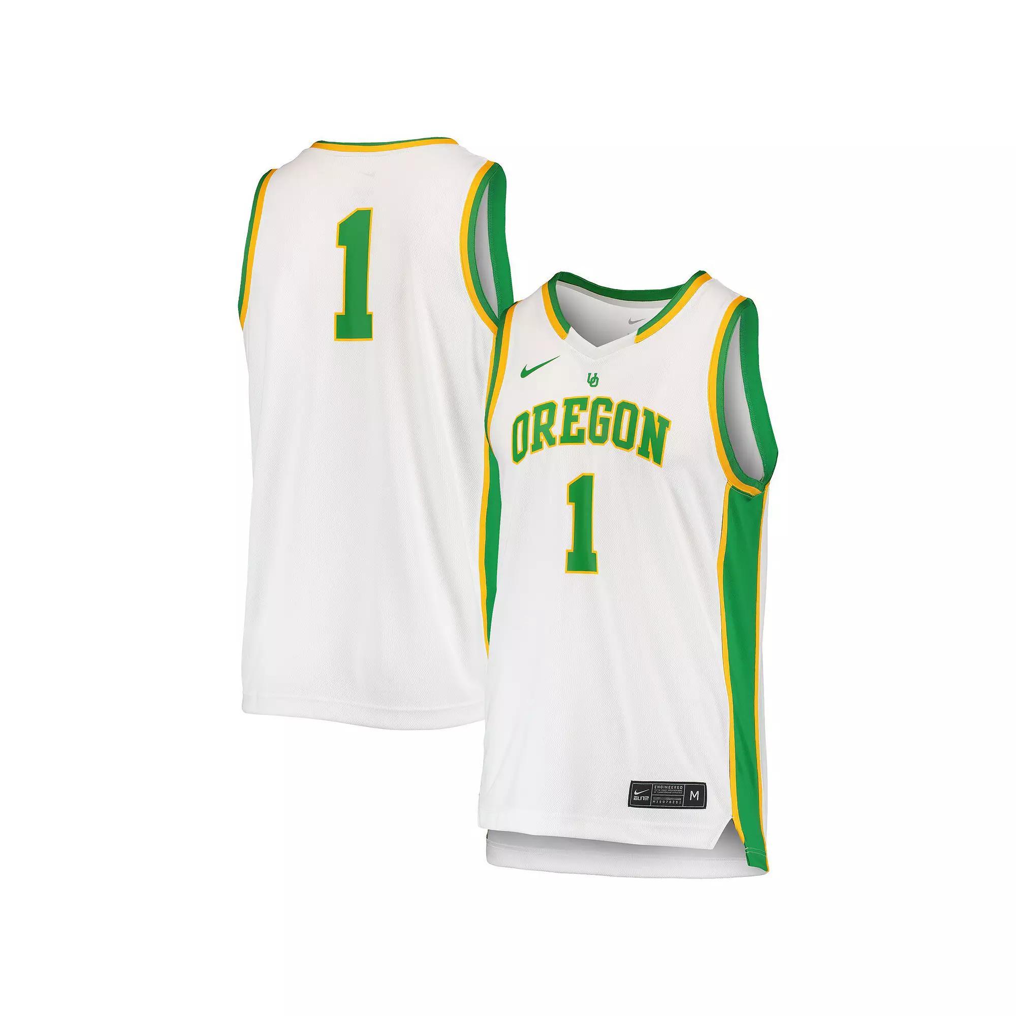 Unisex Nike #1 White Oregon Ducks Women's Basketball Throwback Replica Jersey,  Product Image