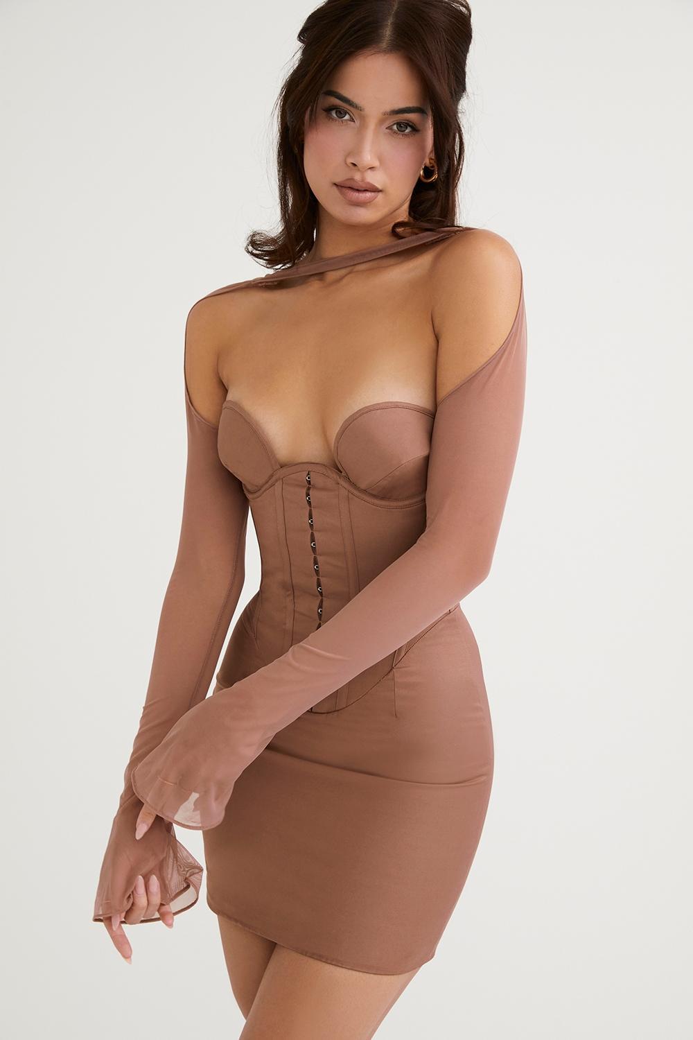 Mayara  mocha structured corset mini dress Product Image