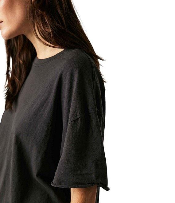 Free People Nina Short Sleeve Raw Edge Crew Neck Boxy Tee Shirt Product Image