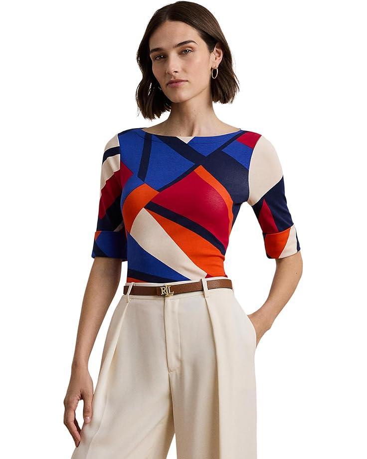 Floral Stretch Cotton Boatneck Tee Product Image