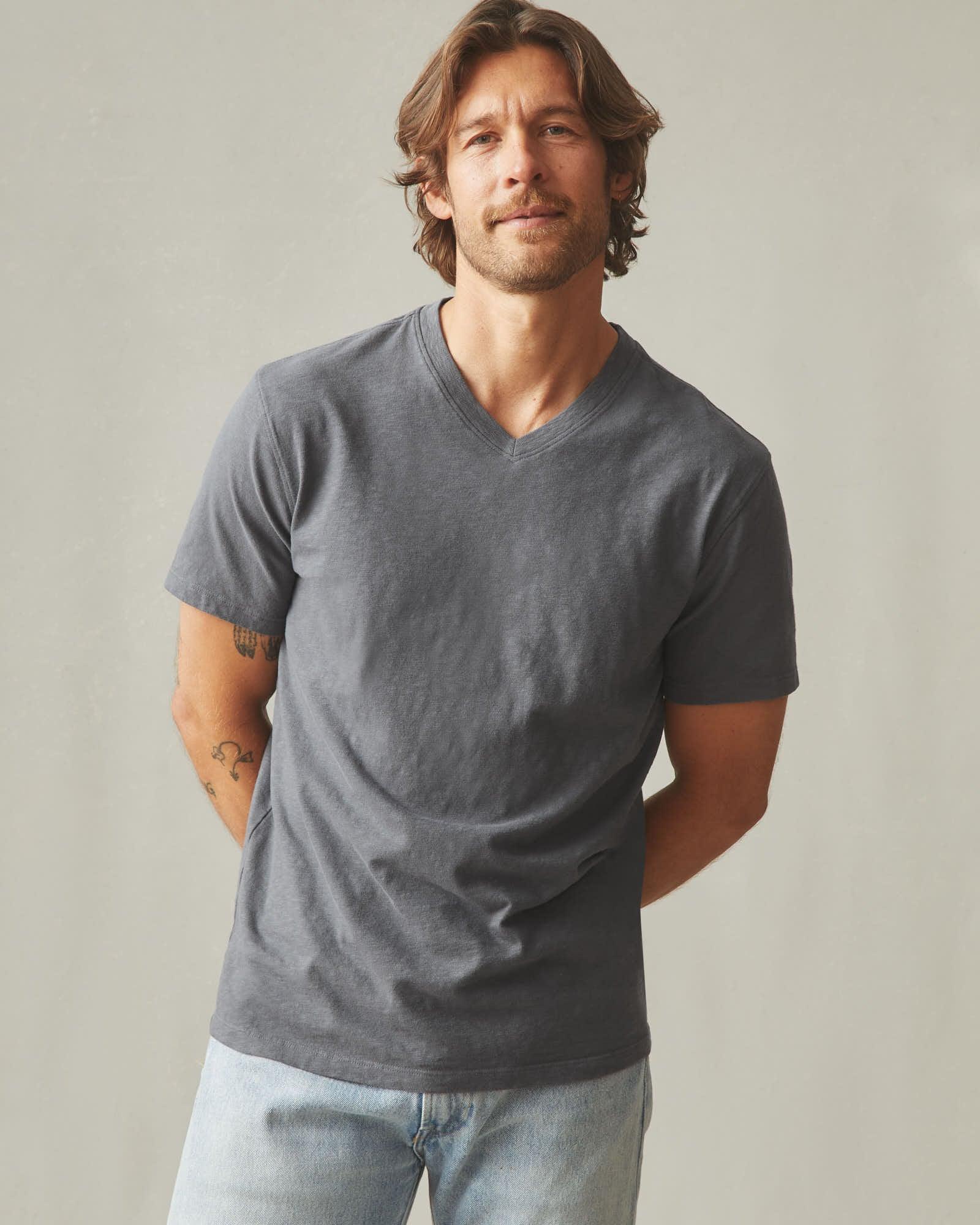 Men's Premium Slub V-Neck Tee - Iron Male Product Image