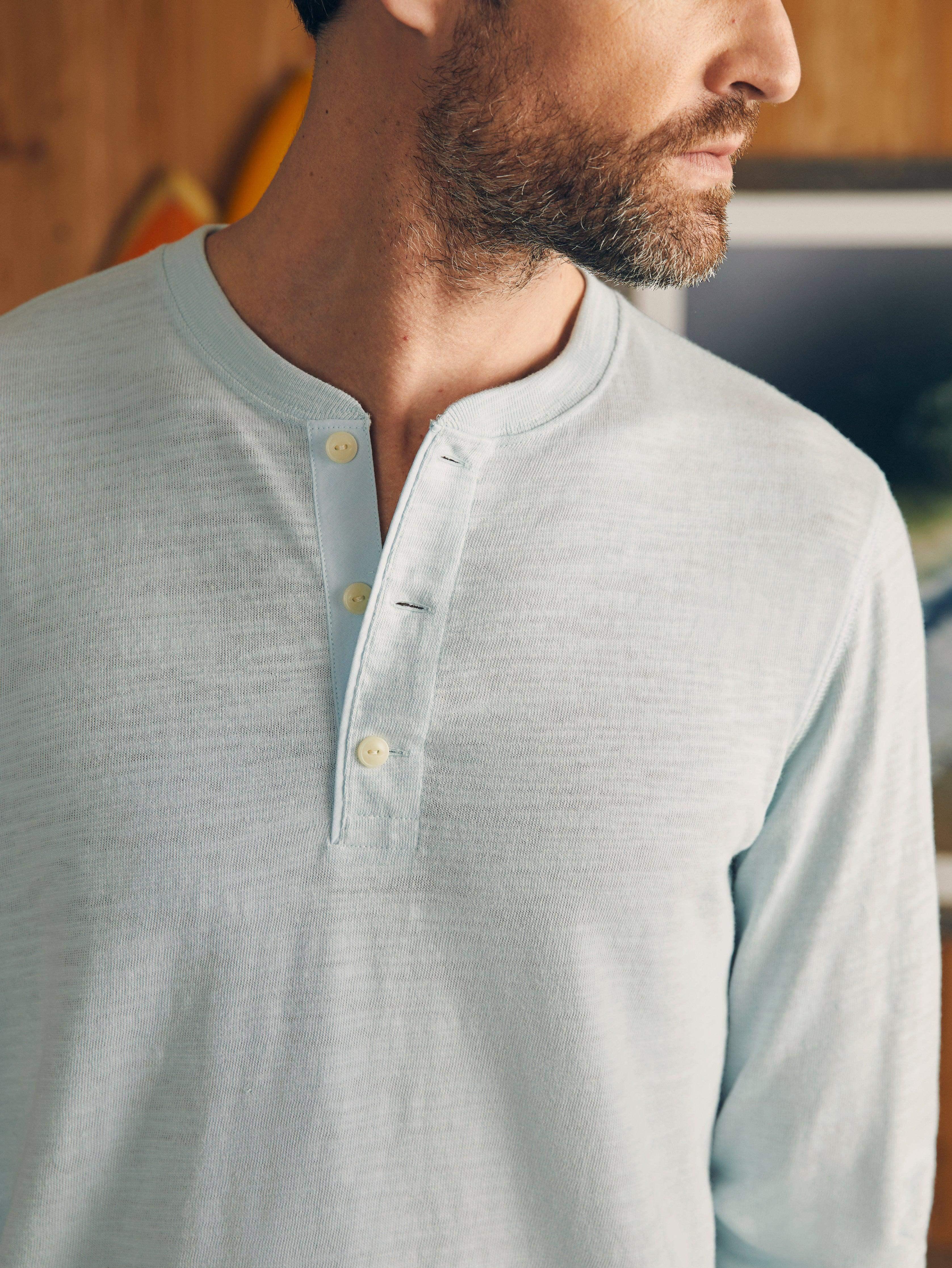 Sunwashed Slub Henley - Sky Male Product Image