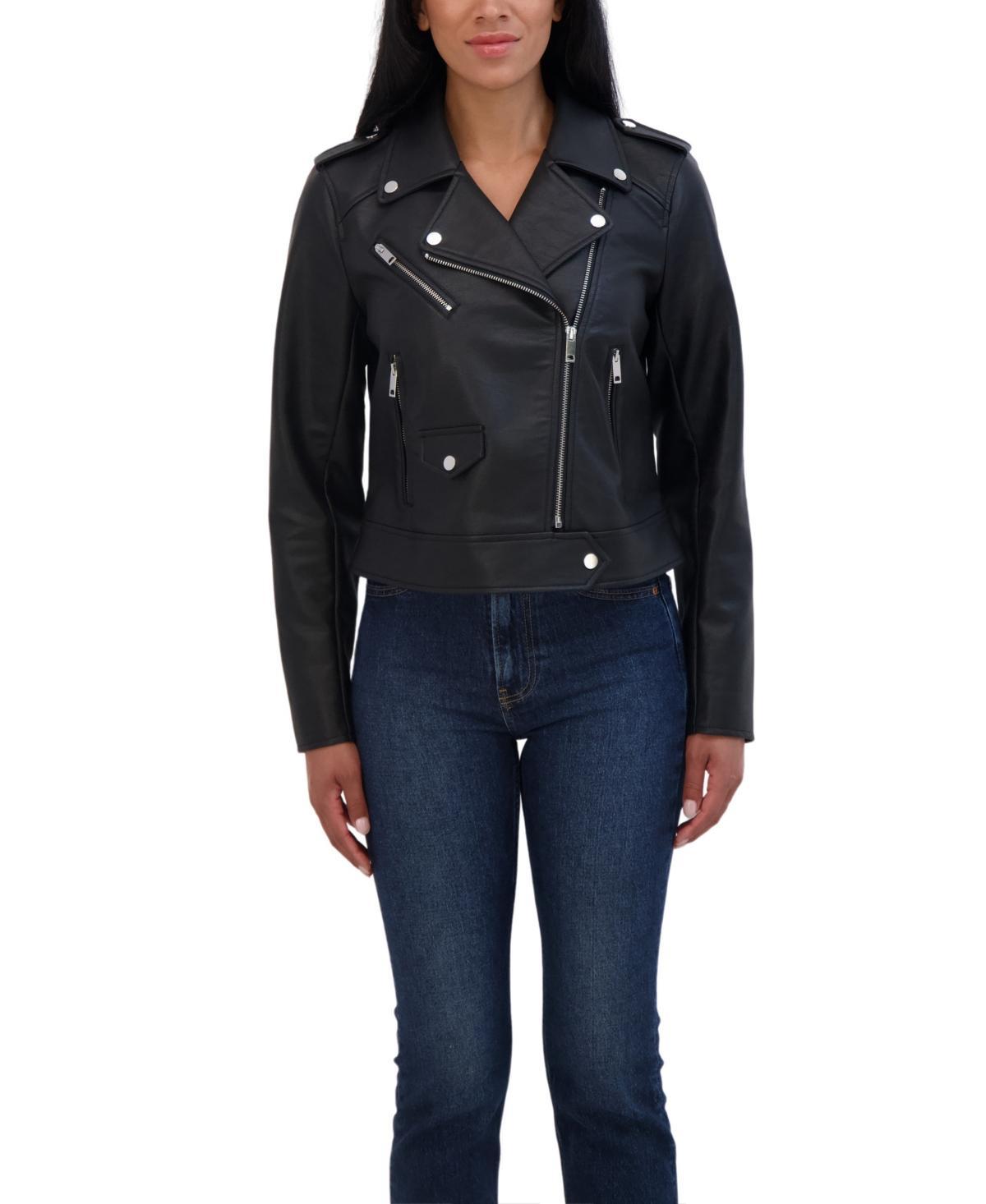 Sebby Collection Womens Faux Leather Biker Jacket Product Image