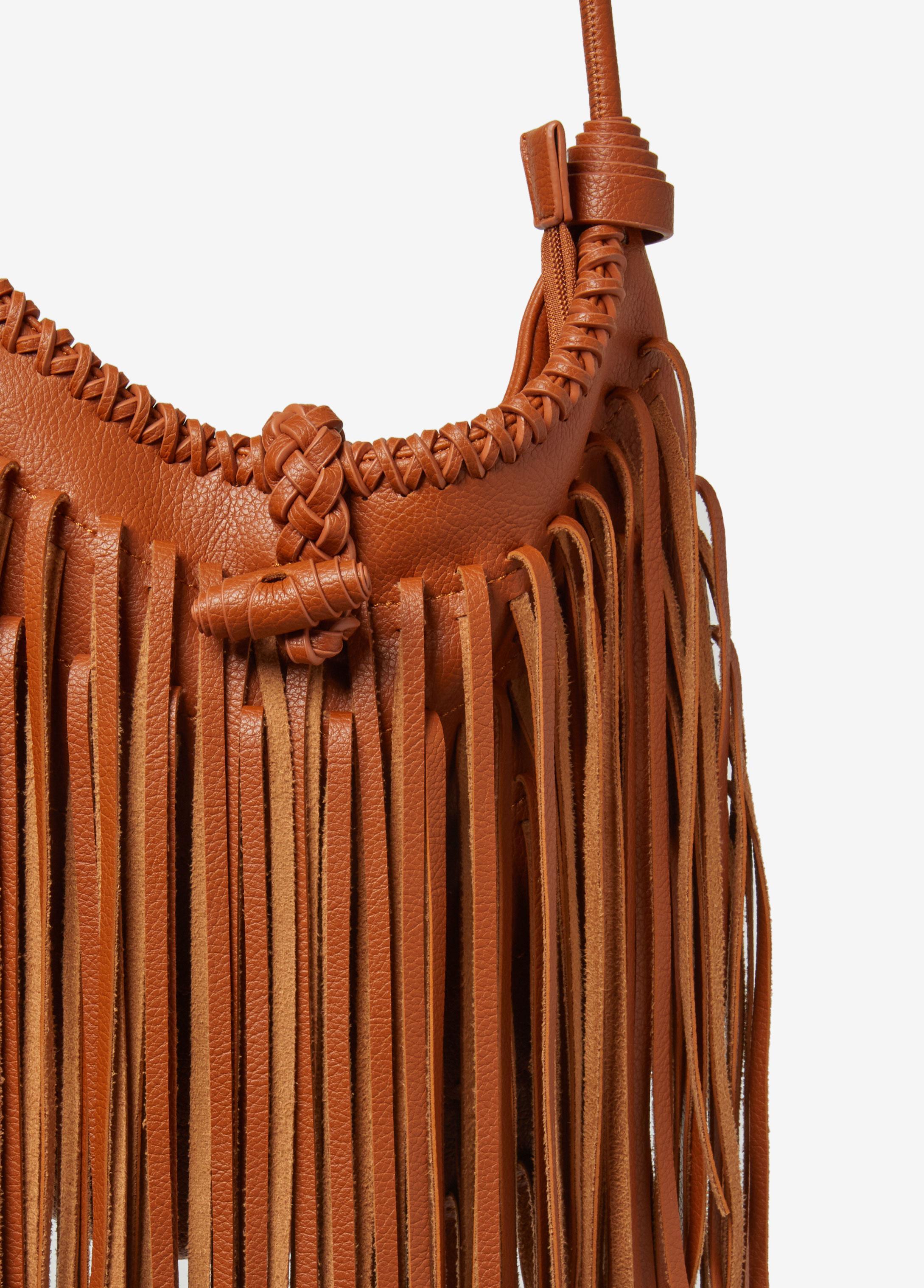 Fringe Trimmed Faux Leather Bag Product Image