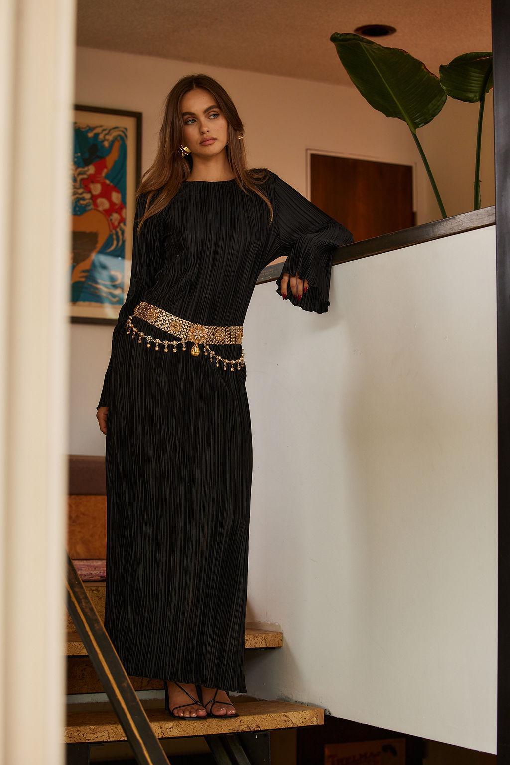 Tate Black Plisse Maxi Dress Product Image