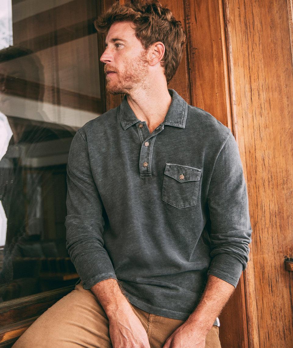 Vintage Heavy Slub Long Sleeve Polo Product Image