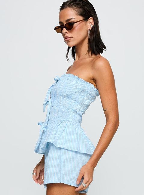 Saskea Strapless Top Blue Product Image