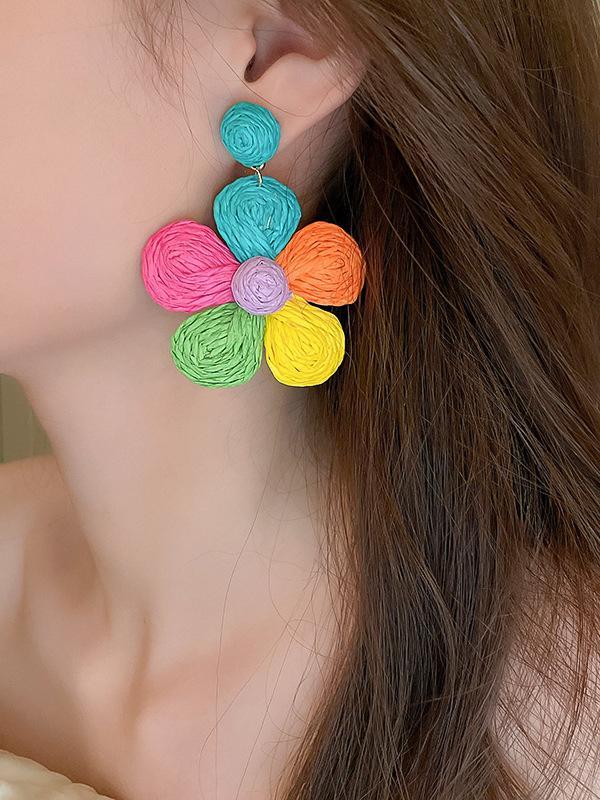 Colorful Flower Shape Drop Earrings Product Image