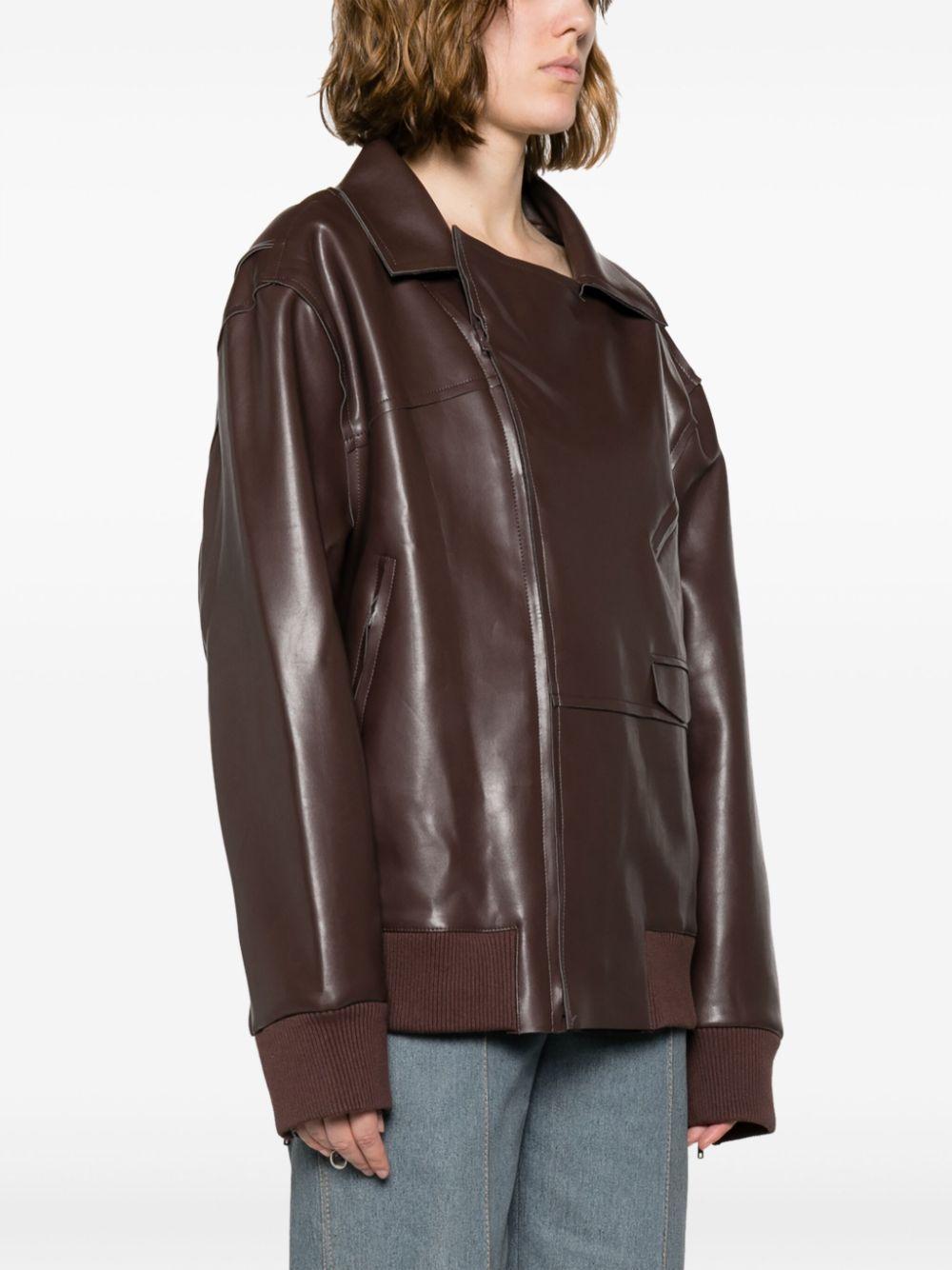 NORMA KAMALI Faux Leather Oversize Moto Jacket In Brown Product Image