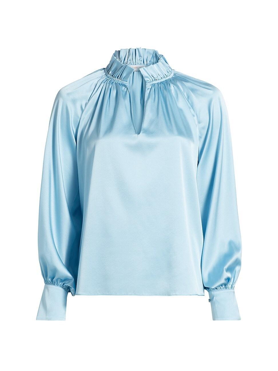 Womens Gayle Ruffled Stretch Silk Blouse Product Image