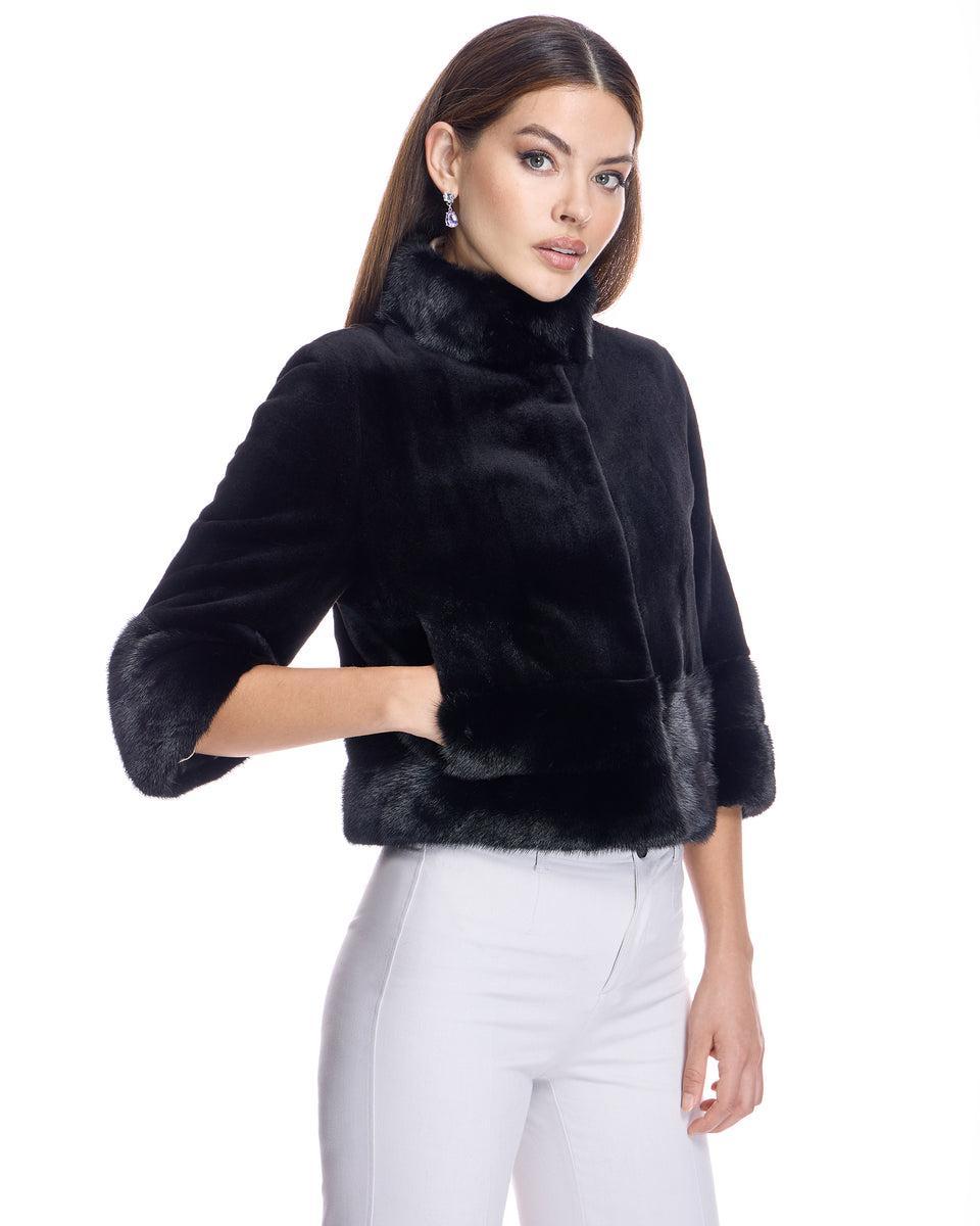 Sheared Mink Bolero With Long Hair trim Product Image