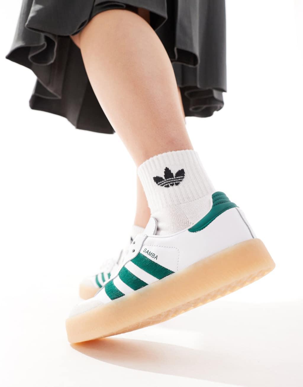 adidas Originals Sambae sneakers in white and green Product Image