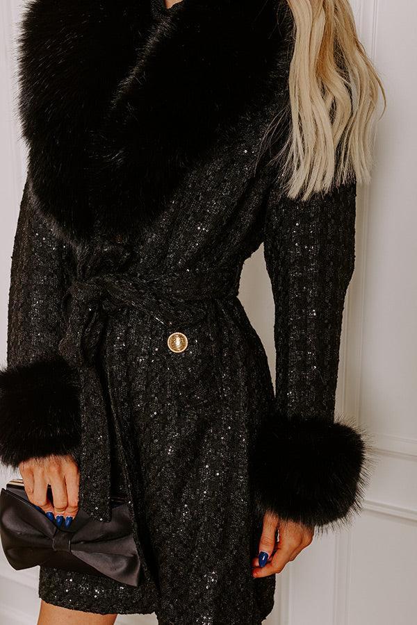 Cozy Elegance Tweed Knit Coat In Black Product Image