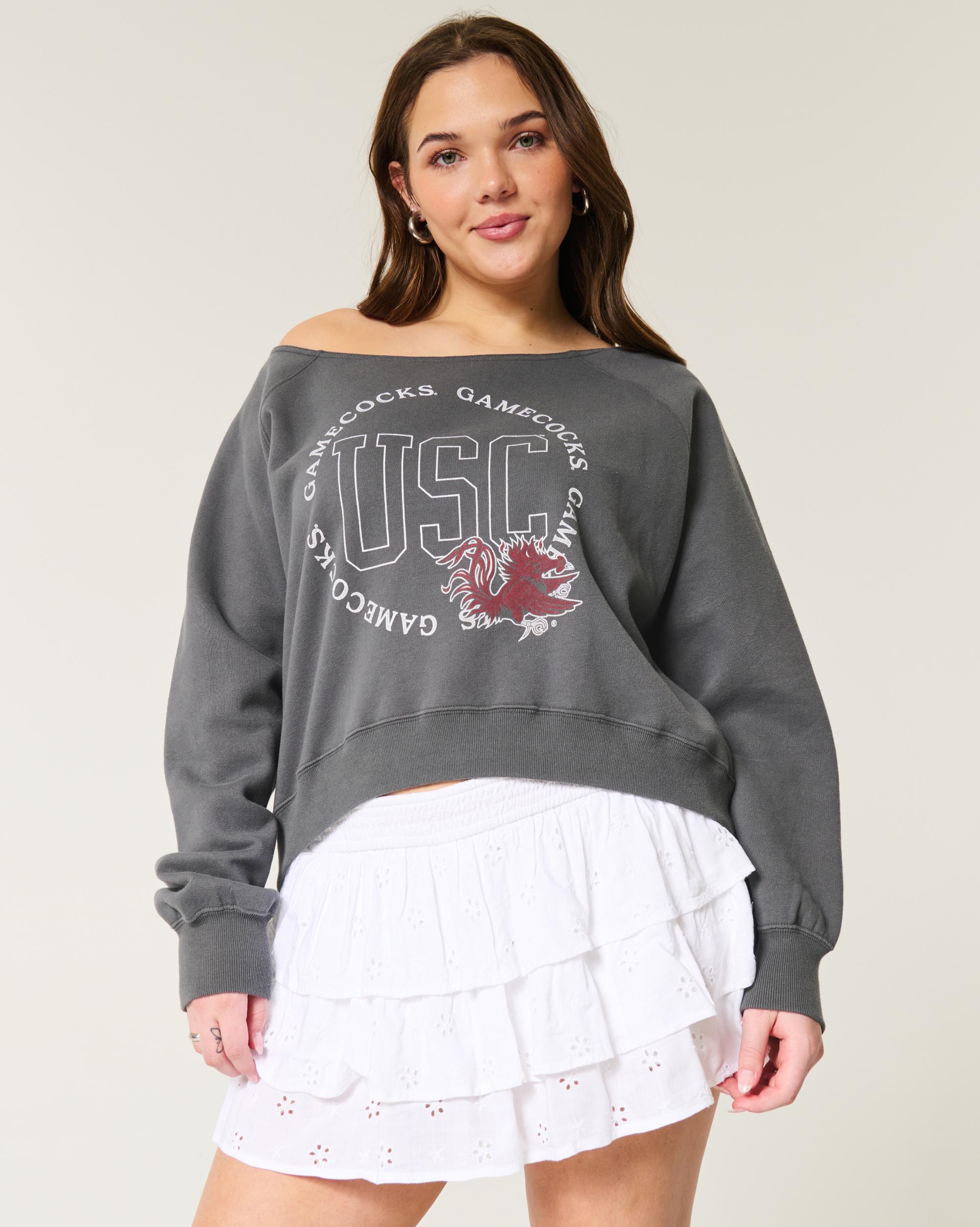 Easy Off-the-Shoulder Indiana University Graphic Sweatshirt Product Image