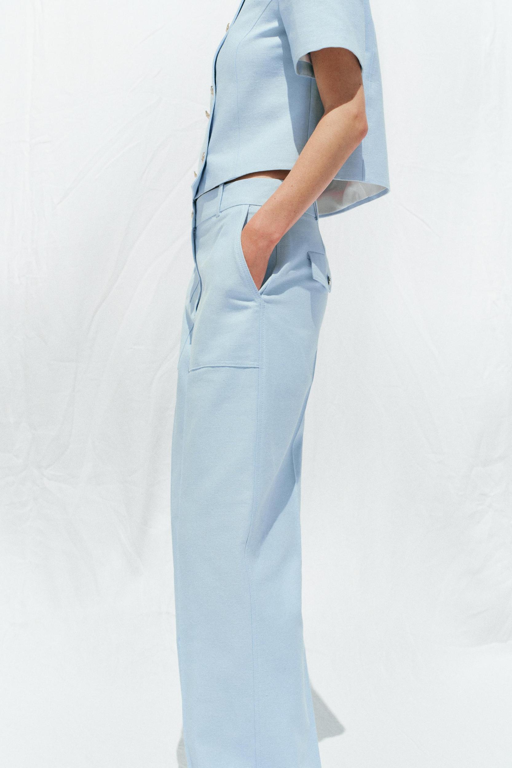 STRAIGHT LEG PANTS WITH METAL BUTTON Product Image
