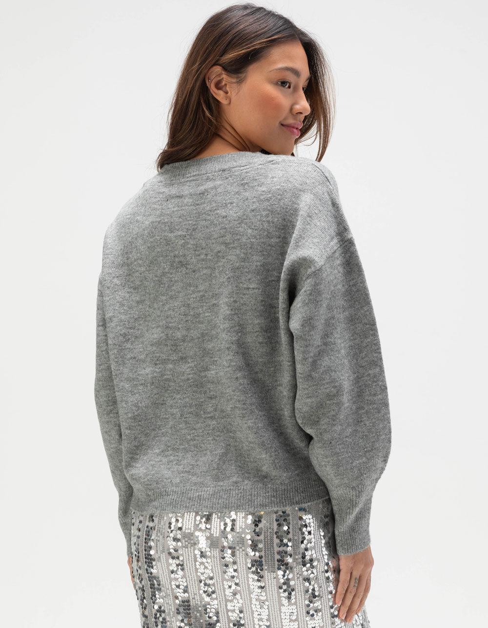 VERO MODA Jupiter Womens V-Neck Sweater - GRAY Product Image