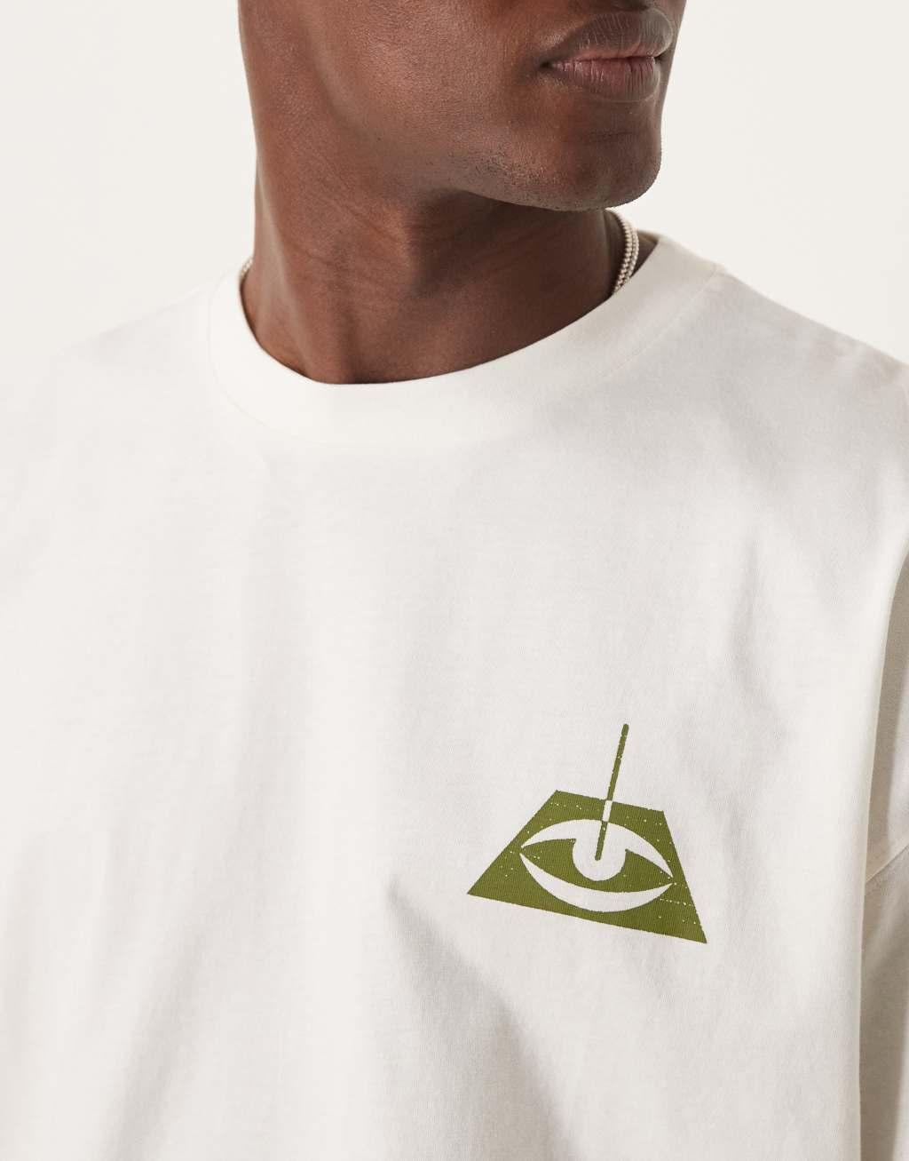 ASOS DESIGN oversized T-shirt with celestial graphic in cream Product Image