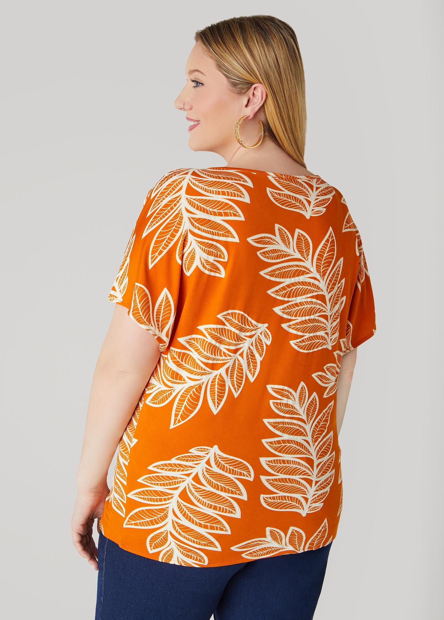 Plus Size Leaf Print Tee Ashley Stewart Product Image