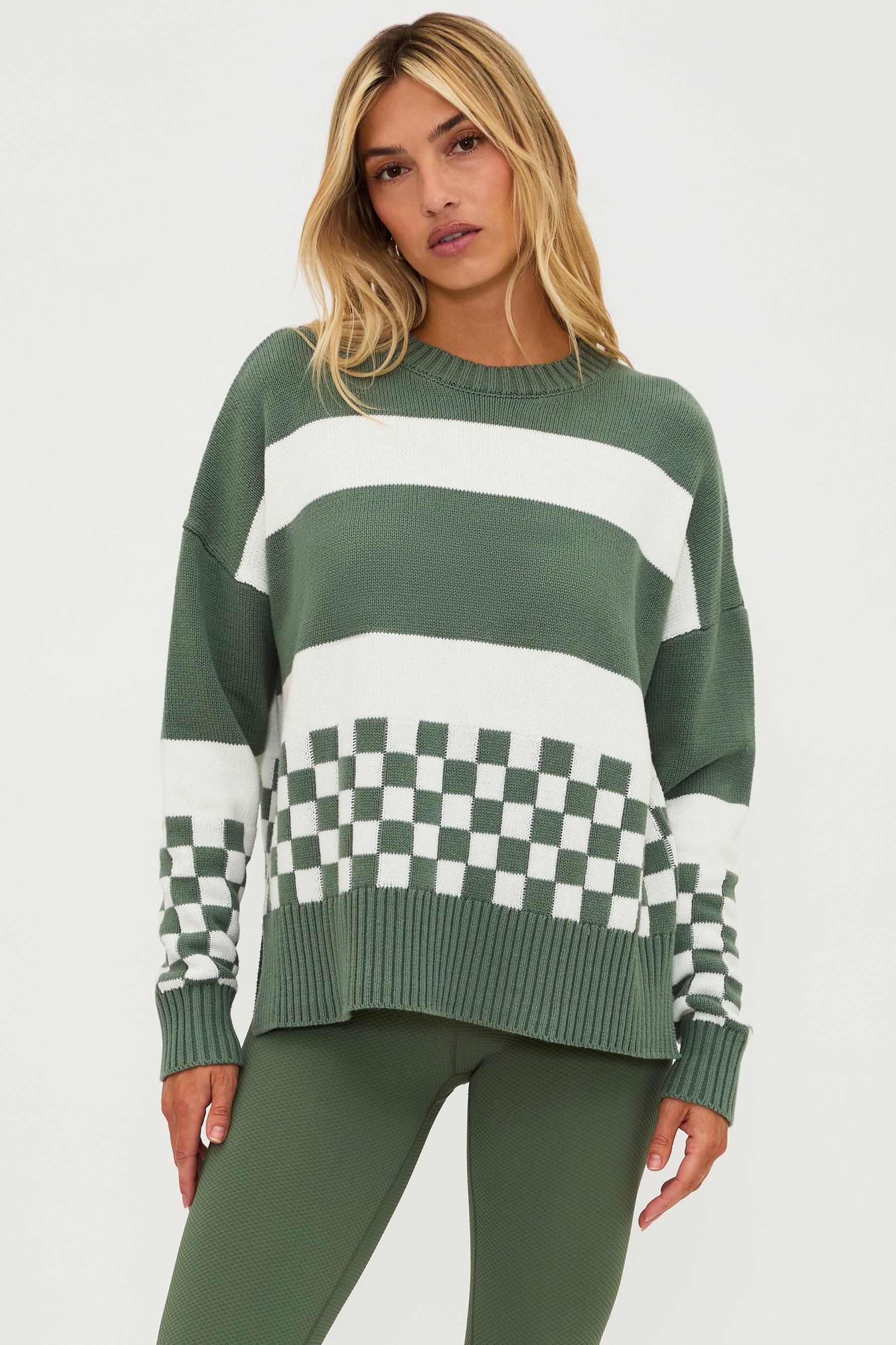 Callie Sweater Olive Check Product Image