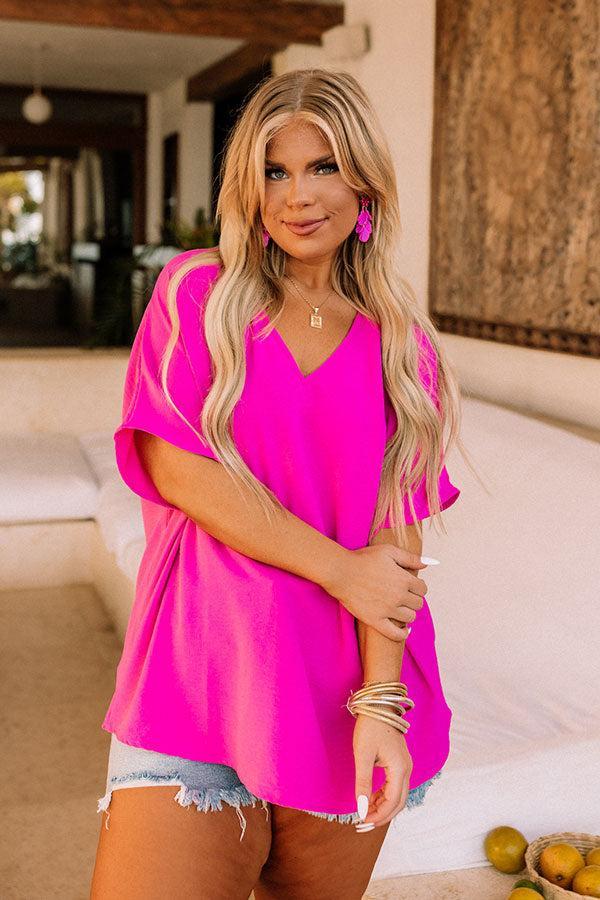 Vistas And Vino Shift Top in Hot Pink Curves Product Image