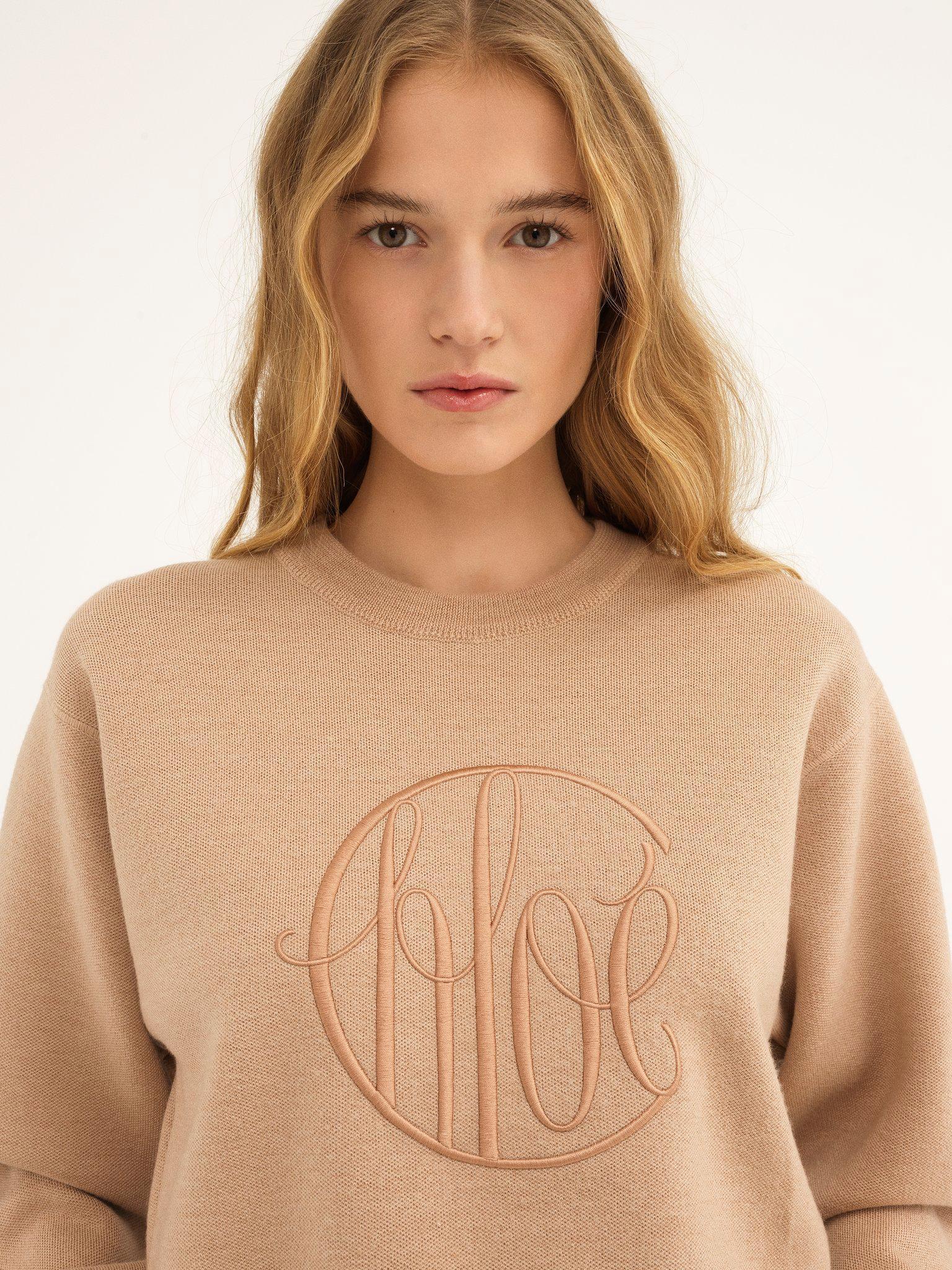 Knitted logo sweater in wool Product Image