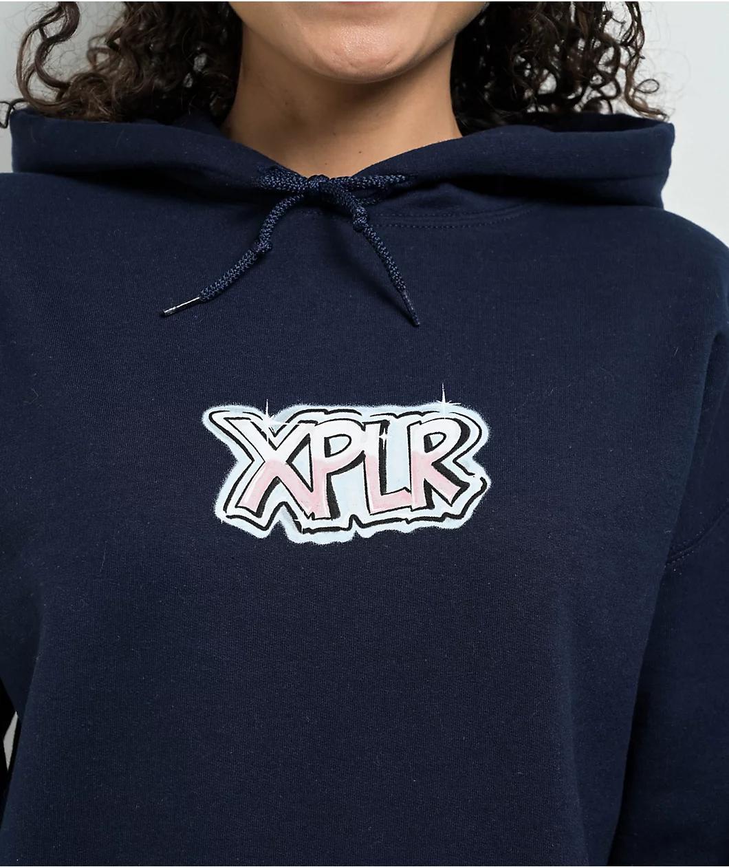 XPLR Ghost Graffiti Navy Hoodie Product Image
