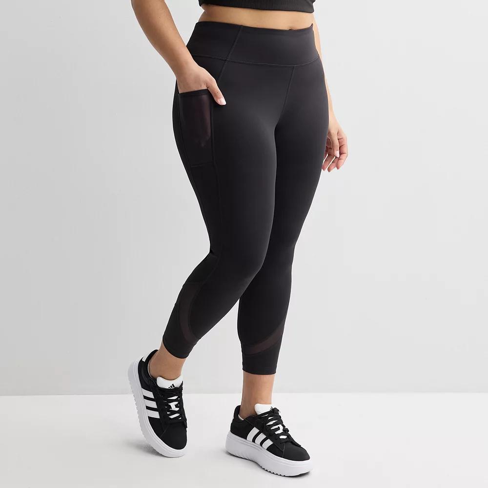 Plus Size Tek Gear® Ultrastretch Mesh Pieced 7/8 Leggings, Women's, Size: 4XL, Mineral Black Product Image