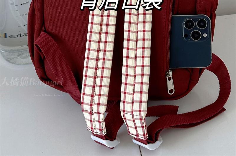 Plaid Panel Backpack / Bag Charm / Set Product Image