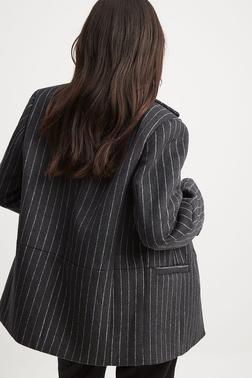 Wool Blend Oversized Blazer Jacket Stripe Product Image