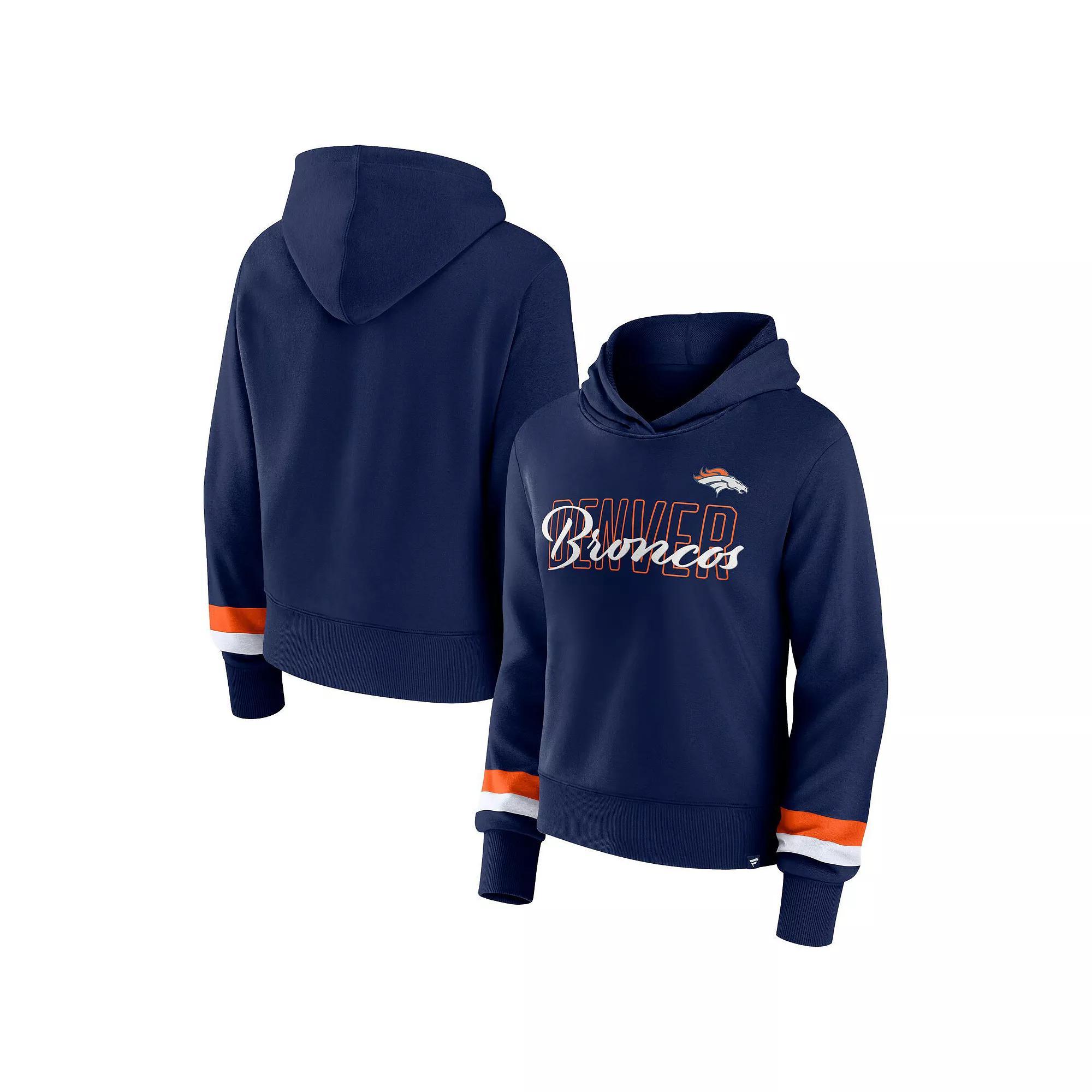 Women's Fanatics Branded Navy Denver Broncos Over Under Pullover Hoodie,  Product Image