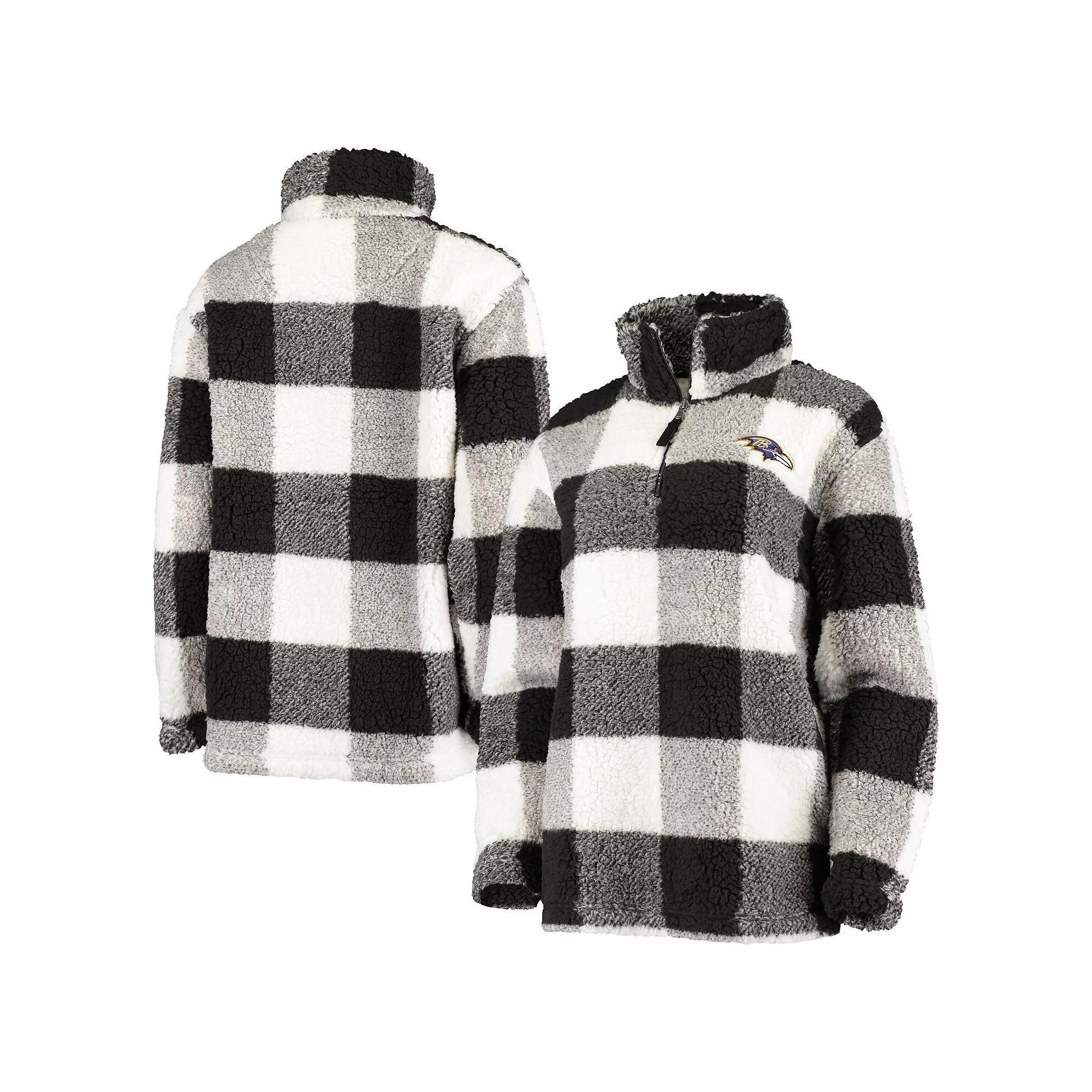 Women's G-III 4Her by Carl Banks Black Baltimore Ravens Sherpa Plaid Quarter-Zip Jacket, Size: XS Product Image