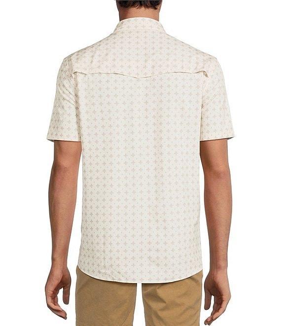 Rowm Big & Tall Performance Rec + Relax Short Sleeve Western Cross Geo Print Textured Shirt Product Image