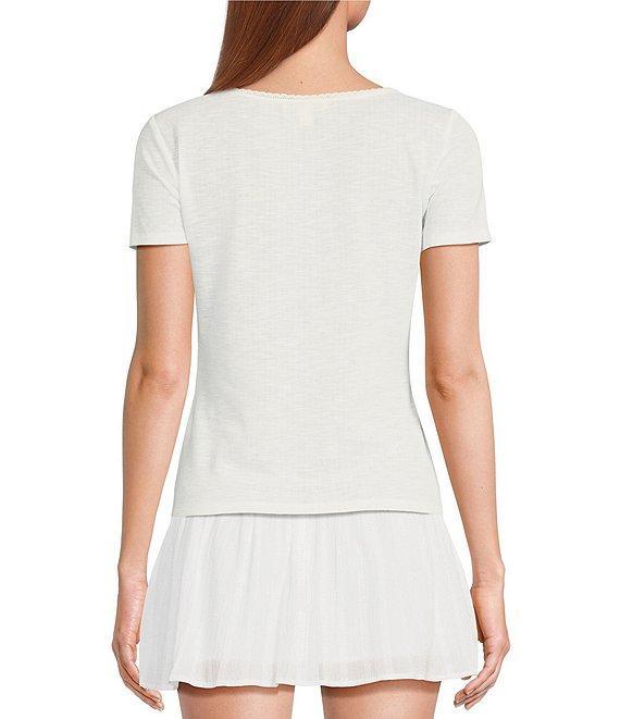 Chelsea & Violet Daisy Pointelle Slub Knit Scoop Neck Short Sleeve Tee Product Image