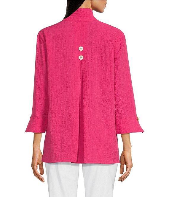 Ali Miles Wire Collar Straight Side Vent Hem 3/4 Sleeve Button Front Tunic Product Image